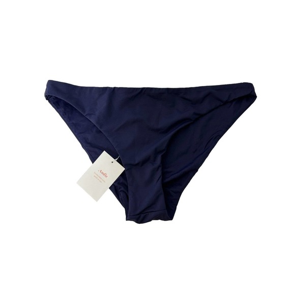 NWT Andie Womens‎ Cheeky Swim Bottoms Size Large Mid Rise Lined Navy Blue - Picture 4 of 9